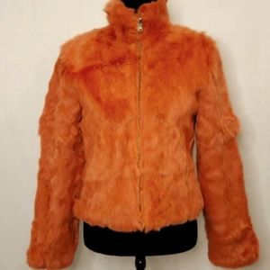 Vintage orange rabbit fur coat L